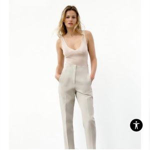 Zara High Waisted Pants - M - Oyster White